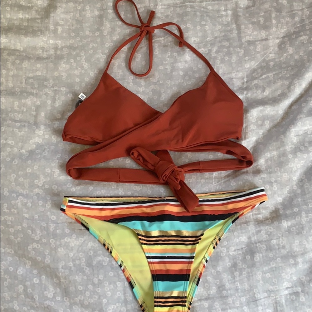 Aerie Wrap Halter Scoop Bikini Set